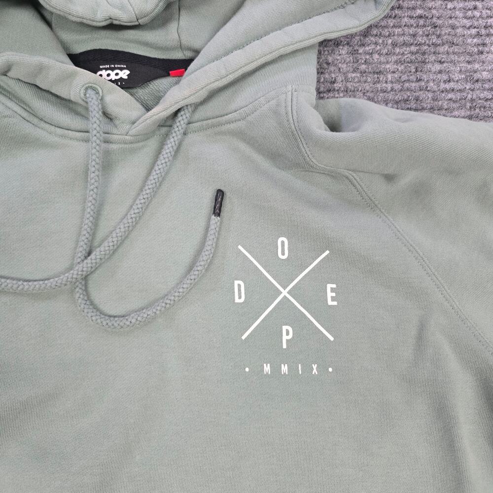 Dope Hoodie Men’s Large Sage Green Pullover Logo Sweatshirt - Picture 4 of 6